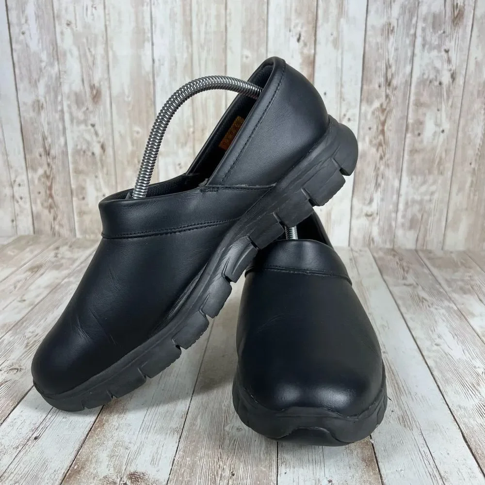 Skechers leather slip resist work shoes / Womens 11_5